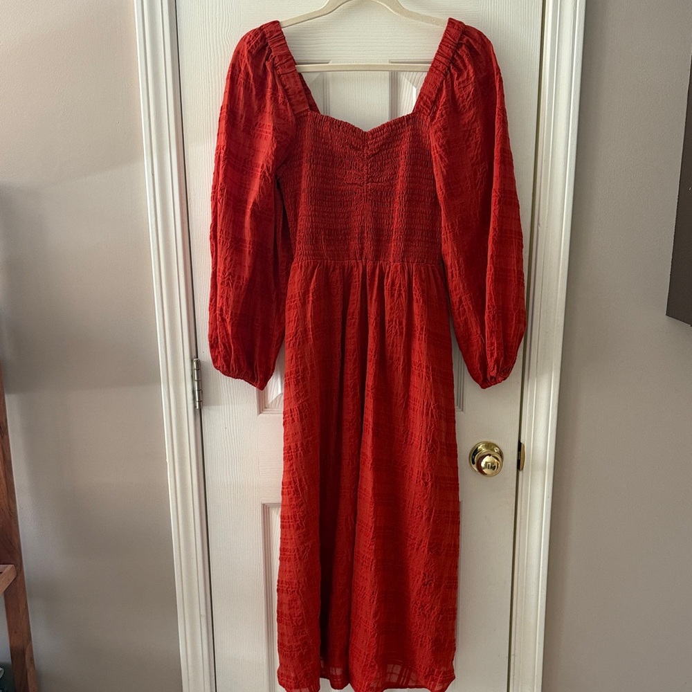 Madewell Red Long Sleeve Dress